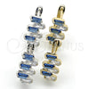 Argolla Huggie 02.237.0021.5.15 Rodio Laminado, Diseño de Baguette, con Zirconia Cubica Zafiro Azul y Blanca, Pulido, Rodinado