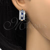 Argolla Huggie 02.267.0014.7.20 Rodio Laminado, con Zirconia Cubica Zafiro Azul y Blanca, Pulido, Rodinado