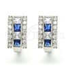 Argolla Huggie 02.267.0014.7.20 Rodio Laminado, con Zirconia Cubica Zafiro Azul y Blanca, Pulido, Rodinado