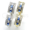 Argolla Huggie 02.267.0014.7.20 Rodio Laminado, con Zirconia Cubica Zafiro Azul y Blanca, Pulido, Rodinado