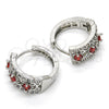 Argolla Huggie 02.210.0084.8.15 Rodio Laminado, con Granate and Blanca Zirconia Cubica, Pulido, Rodinado