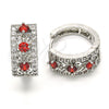 Argolla Huggie 02.210.0084.8.15 Rodio Laminado, con Granate and Blanca Zirconia Cubica, Pulido, Rodinado