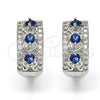 Argolla Huggie 02.210.0084.11.15 Rodio Laminado, con Zirconia Cubica Zafiro Azul y Blanca, Pulido, Rodinado