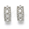 Argolla Huggie 02.210.0086.7.15 Rodio Laminado, con Zirconia Cubica Blanca, Pulido, Rodinado