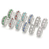 Argolla Huggie 02.210.0086.7.15 Rodio Laminado, con Zirconia Cubica Blanca, Pulido, Rodinado