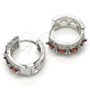 Argolla Huggie 02.210.0086.8.15 Rodio Laminado, con Zirconia Cubica Granate y Blanca, Pulido, Rodinado