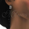 Argolla Huggie 02.210.0087.7.15 Rodio Laminado, Diseño de Flor, con Zirconia Cubica Blanca, Pulido, Rodinado