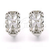 Argolla Huggie 02.210.0087.7.15 Rodio Laminado, Diseño de Flor, con Zirconia Cubica Blanca, Pulido, Rodinado