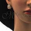 Argolla Huggie 02.210.0090.15 Oro Laminado, Diseño de Oja y Gota, con Blanca Zirconia Cubica, Pulido, Tono Dorado