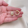 Argolla Huggie 02.210.0090.15 Oro Laminado, Diseño de Oja y Gota, con Blanca Zirconia Cubica, Pulido, Tono Dorado