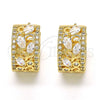 Argolla Huggie 02.210.0090.15 Oro Laminado, Diseño de Oja y Gota, con Blanca Zirconia Cubica, Pulido, Tono Dorado