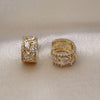 Argolla Huggie 02.210.0090.15 Oro Laminado, Diseño de Oja y Gota, con Blanca Zirconia Cubica, Pulido, Tono Dorado