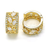 Argolla Huggie 02.210.0090.15 Oro Laminado, Diseño de Oja y Gota, con Blanca Zirconia Cubica, Pulido, Tono Dorado