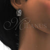 Argolla Huggie 02.210.0090.7.15 Rodio Laminado, Diseño de Gota y Oja, con Zirconia Cubica Blanca, Pulido, Rodinado