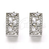 Argolla Huggie 02.210.0090.7.15 Rodio Laminado, Diseño de Gota y Oja, con Zirconia Cubica Blanca, Pulido, Rodinado