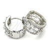 Argolla Huggie 02.210.0090.7.15 Rodio Laminado, Diseño de Gota y Oja, con Zirconia Cubica Blanca, Pulido, Rodinado
