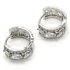 Argolla Huggie 02.210.0090.7.15 Rodio Laminado, Diseño de Gota y Oja, con Zirconia Cubica Blanca, Pulido, Rodinado