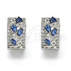 Argolla Huggie 02.210.0090.11.15 Rodio Laminado, Diseño de Gota y Oja, con Zirconia Cubica Zafiro Azul y Blanca, Pulido, Rodinado