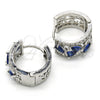 Argolla Huggie 02.210.0090.11.15 Rodio Laminado, Diseño de Gota y Oja, con Zirconia Cubica Zafiro Azul y Blanca, Pulido, Rodinado