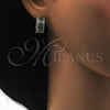 Argolla Huggie 02.210.0091.2.15 Rodio Laminado, con Zirconia Cubica Verde y Blanca, Pulido, Rodinado