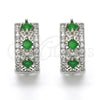 Argolla Huggie 02.210.0091.2.15 Rodio Laminado, con Zirconia Cubica Verde y Blanca, Pulido, Rodinado