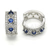 Argolla Huggie 02.210.0091.4.15 Rodio Laminado, con Zirconia Cubica Zafiro Azul y Blanca, Pulido, Rodinado