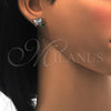 Arete Dormilona 02.210.0093.4 Rodio Laminado, Diseño de Mariposa, con Zirconia Cubica Verde y Blanca, Pulido, Rodinado