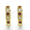 Argolla Huggie 02.210.0052.2.20 Oro Laminado, con Granate and Blanca Zirconia Cubica, Pulido, Tono Dorado