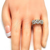 Anillo Multi Piedra 01.210.0061.08 Oro Laminado, Diseño de Flor, con Blanca Zirconia Cubica, Pulido, Tono Dorado (Size 8)