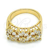 Anillo Multi Piedra 01.210.0061.08 Oro Laminado, Diseño de Flor, con Blanca Zirconia Cubica, Pulido, Tono Dorado (Size 8)