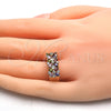 Anillo Multi Piedra 01.210.0061.1.07 Oro Laminado, Diseño de Flor, con Multicolor Zirconia Cubica, Pulido, Tono Dorado (Size 7)