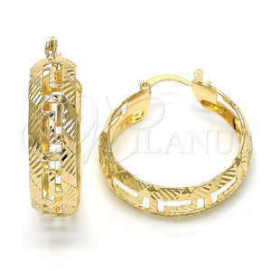 Argolla Mediana 02.261.0020.30 Oro Laminado, Diseño de Llave Griega, Diamantado, Tono Dorado