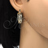 Argolla Pequeña 02.261.0025.25 Oro Laminado, Diseño de Llave Griega, Diamantado, Tono Dorado