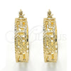 Argolla Pequeña 02.261.0025.25 Oro Laminado, Diseño de Llave Griega, Diamantado, Tono Dorado