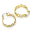 Argolla Pequeña 02.261.0025.25 Oro Laminado, Diseño de Llave Griega, Diamantado, Tono Dorado