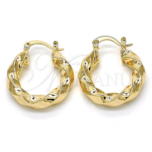 Argolla Pequeña 02.261.0032.25 Oro Laminado, Diseño de Torcido, Pulido, Tono Dorado