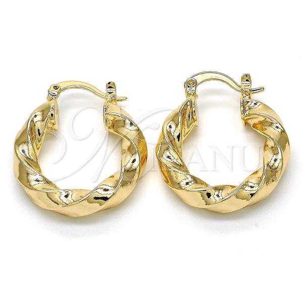 Argolla Pequeña 02.261.0032.25 Oro Laminado, Diseño de Torcido, Pulido, Tono Dorado