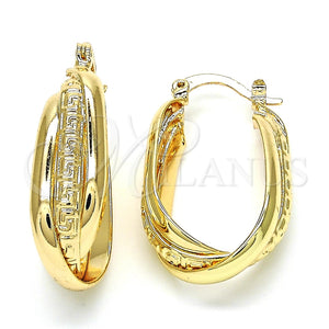 Argolla Pequeña 02.261.0033.20 Oro Laminado, Diseño de Llave Griega, Pulido, Tono Dorado