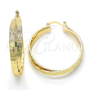 Argolla Mediana 02.261.0039.35 Oro Laminado, Diseño de Llave Griega, Pulido, Tono Dorado