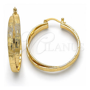 Argolla Mediana 02.261.0039.35 Oro Laminado, Diseño de Llave Griega, Pulido, Tono Dorado