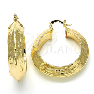 Argolla Mediana 02.261.0043.35 Oro Laminado, Diseño de Llave Griega, Pulido, Tono Dorado