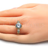Anillo Multi Piedra 01.284.0016.07 Oro Laminado, con Blanca Zirconia Cubica, Pulido, Tono Dorado (Size 7)