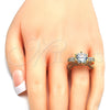 Anillo Multi Piedra 01.284.0016.07 Oro Laminado, con Blanca Zirconia Cubica, Pulido, Tono Dorado (Size 7)