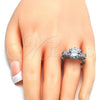 Anillo Multi Piedra 01.284.0016.1.07 Rodio Laminado, con Zirconia Cubica Blanca, Pulido, Rodinado (Tamaño 7)