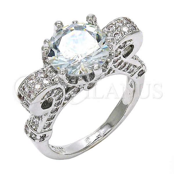 Anillo Multi Piedra 01.284.0016.1.07 Rodio Laminado, con Zirconia Cubica Blanca, Pulido, Rodinado (Tamaño 7)