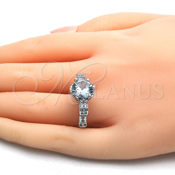 Anillo Multi Piedra 01.284.0016.1.08 Rodio Laminado, con Zirconia Cubica Blanca, Pulido, Rodinado (Tamaño 8)