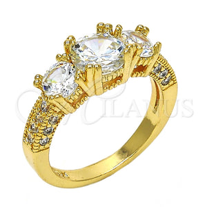 Anillo Multi Piedra 01.284.0017.07 Oro Laminado, con Blanca Zirconia Cubica, Pulido, Tono Dorado (Size 7)