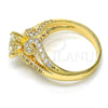 Anillo Multi Piedra 01.284.0018.07 Oro Laminado, con Blanca Zirconia Cubica, Pulido, Tono Dorado (Size 7)