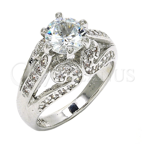 Anillo Multi Piedra 01.284.0018.1.07 Rodio Laminado, con Zirconia Cubica Blanca, Pulido, Rodinado (Tamaño 7)