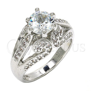 Anillo Multi Piedra 01.284.0018.1.07 Rodio Laminado, con Zirconia Cubica Blanca, Pulido, Rodinado (Tamaño 7)